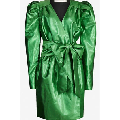 NEW Happy x Nature NY&C Twilight Mini Dress Size Zero Green Puff Sleeve 80s Glam