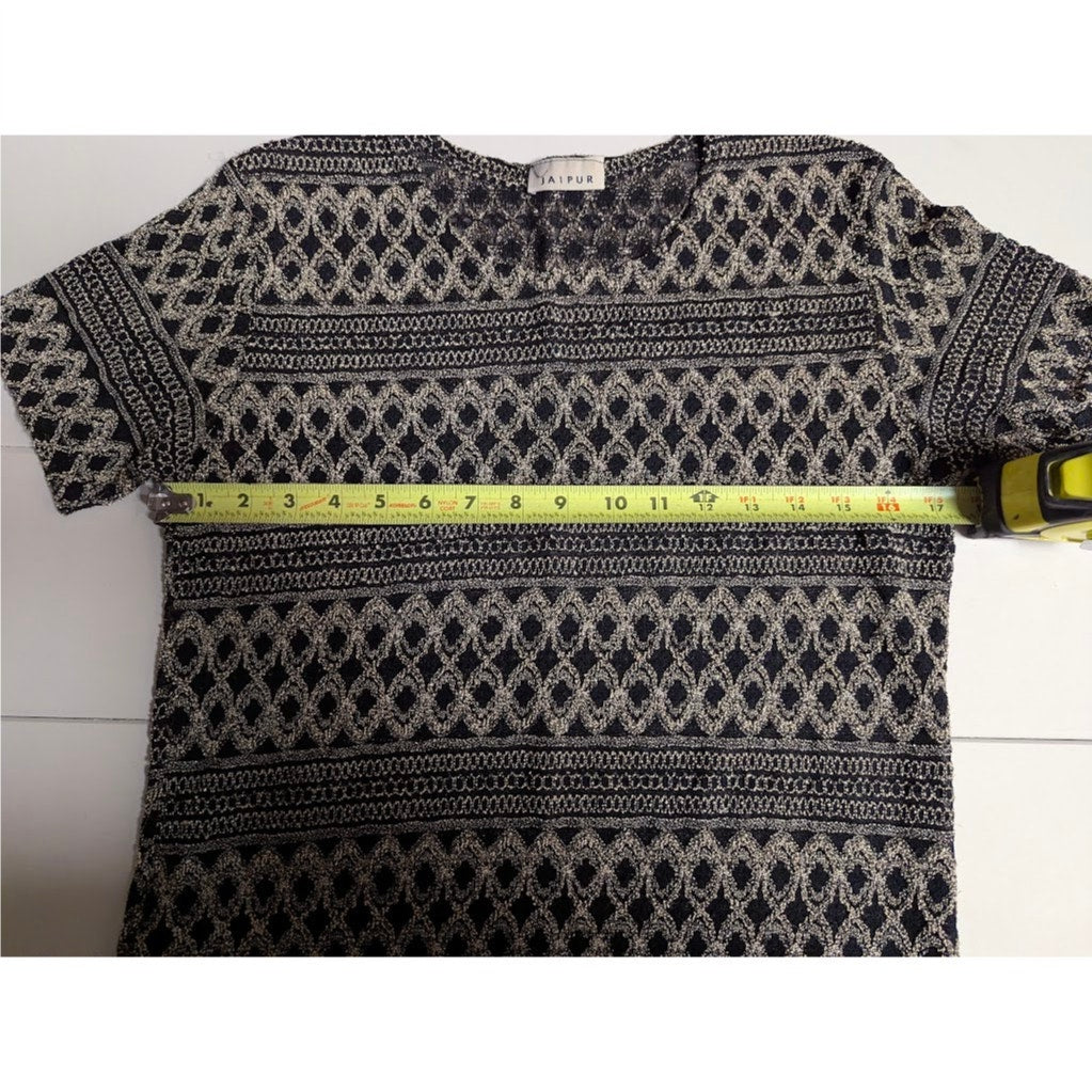 Jaipur black gold thread stretchy blouse top Size medium round neck career