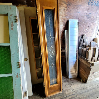 Pair of wood beveled glass sidelites 16" x 82" Used Architectural Salvage doors side