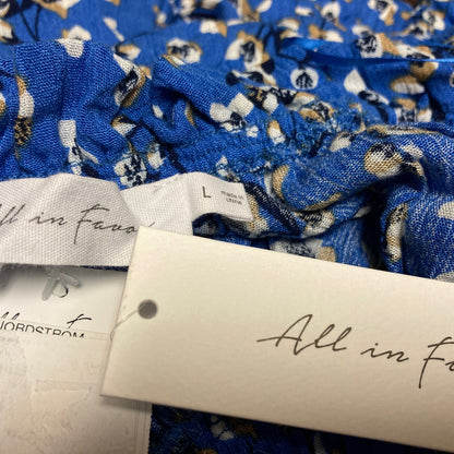 All In Favor Blue Floral size Large NEW Flutter Sleeve Off Shoulder Boho Top