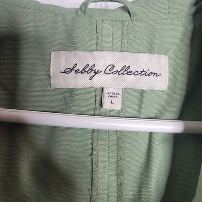 Sebby Collection Womens Large Olive Green Cargo Jacket Full Zip Hooded  Cotton