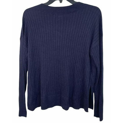Treasure & Bond Silky Soft V-Neck Cashmere Blend Sweater Sz Small in Navy NWT