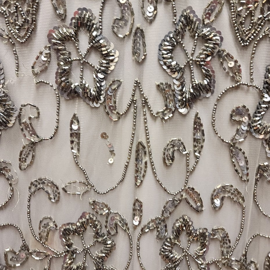 Pisarro Nights Size 10 Formal Dress Sequin Beaded Gown Sleeveless NEW Maxi Taupe