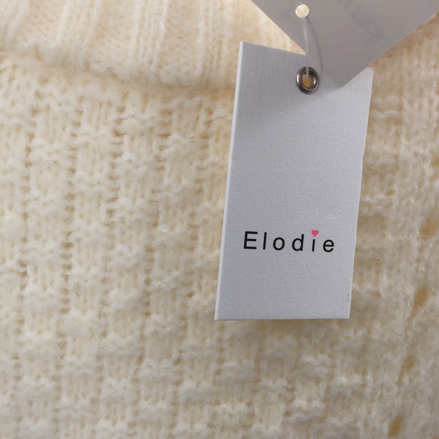 Elodie Long Sleeve Pullover Crewneck Sweater Open Knit Ivory Size large NWT