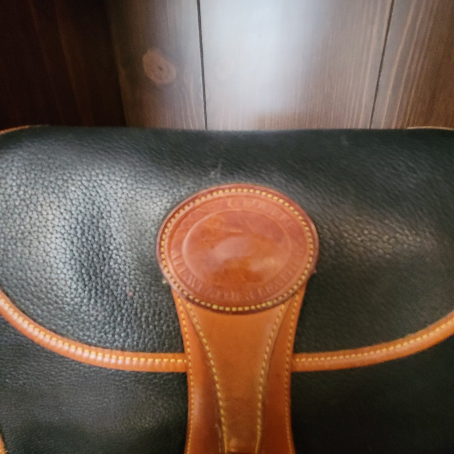 Vintage Dooney & Bourke All-Weather Leather Essex shoulder bag British tan trim