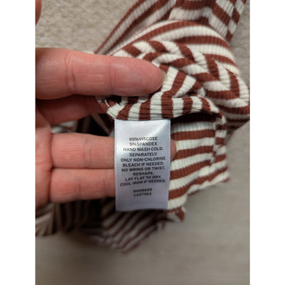 BP Nordstrom Rust White Stripe Rib Crop Camisole Top Womens XLarge XL 90s Grunge