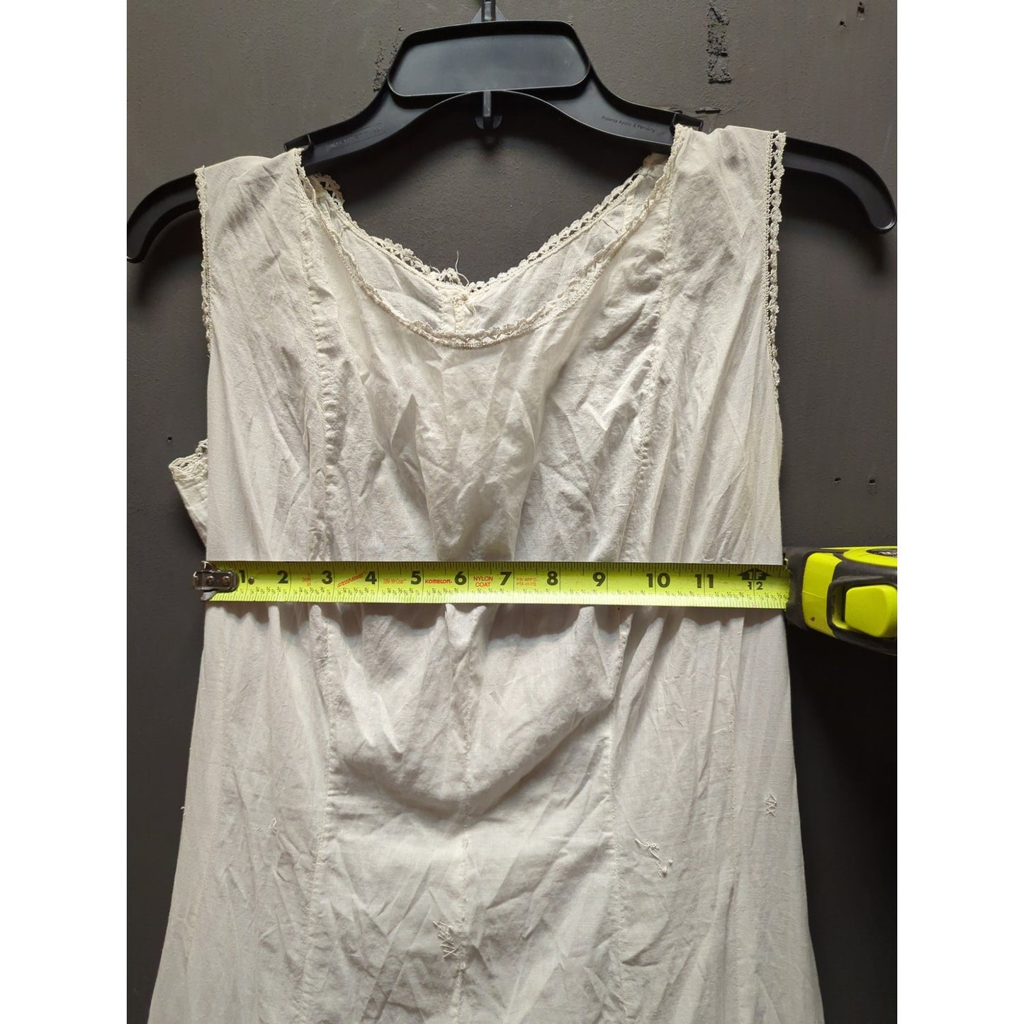 Antique Edwardian Era nightgown slip dress tea gown White cotton sleeveless