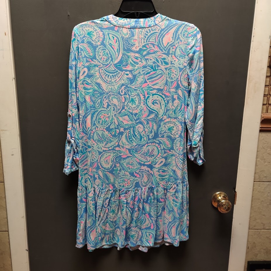 XXS Lilly Pulitzer charlee tunic dress in zanzibar blue fish kiss print