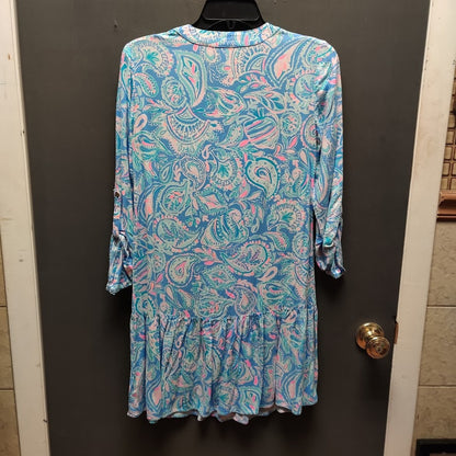 XXS Lilly Pulitzer charlee tunic dress in zanzibar blue fish kiss print