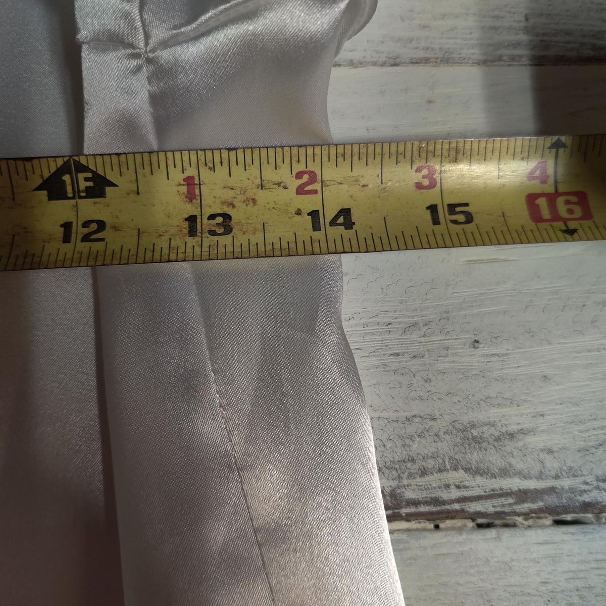 Vintage New Concepts Petite Faux Pearl Collar Satin Blouse Ivory Long Sleeve