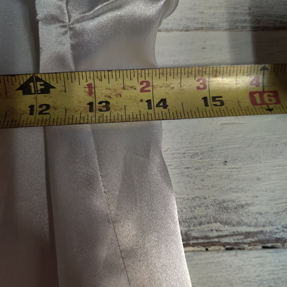 Vintage New Concepts Petite Faux Pearl Collar Satin Blouse Ivory Long Sleeve
