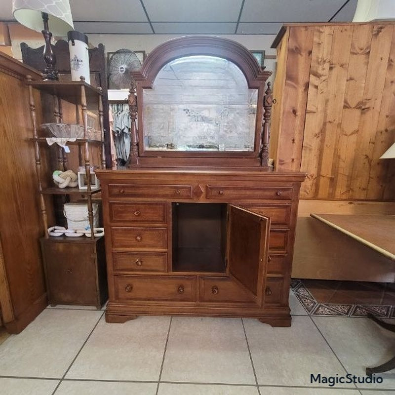 Secondhand Sandies: 10 drawer dresser chest of drawers with arched mirror