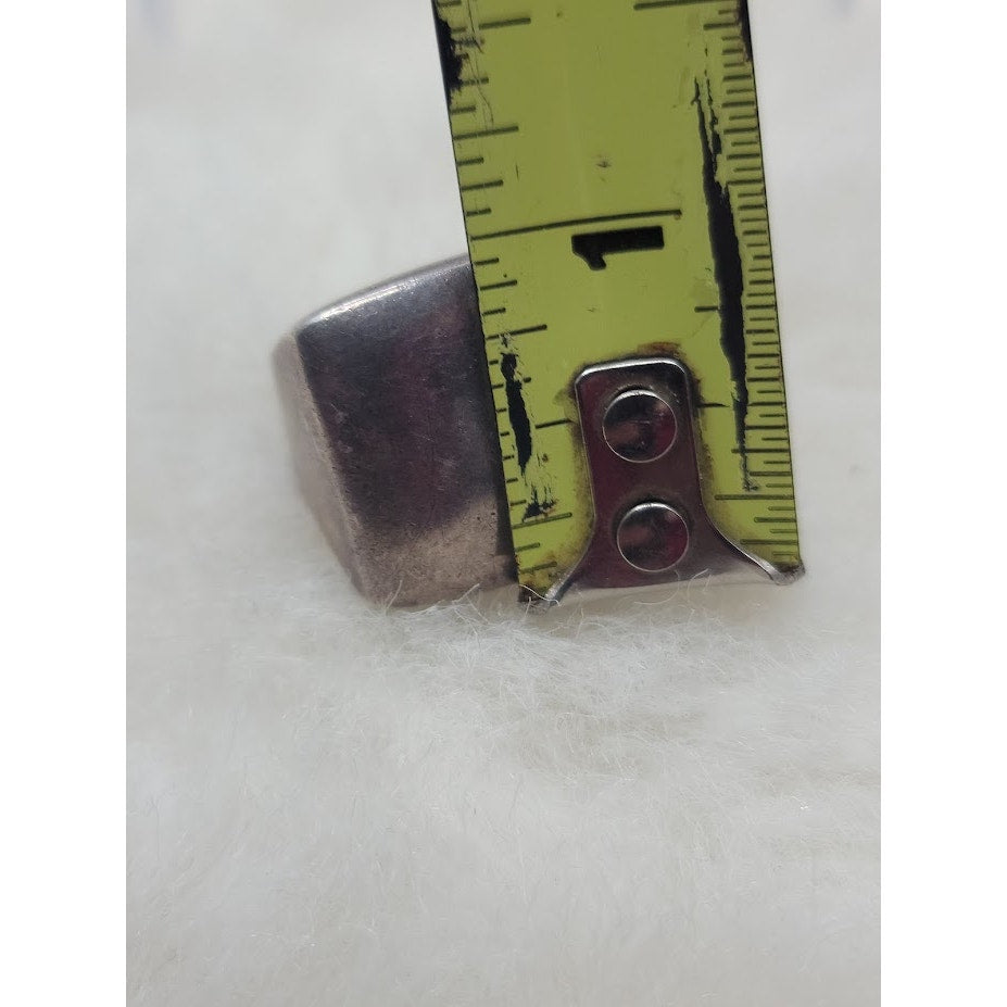 Vintage Modernist Sterling Silver Convex Shield Statement Ring Size 9