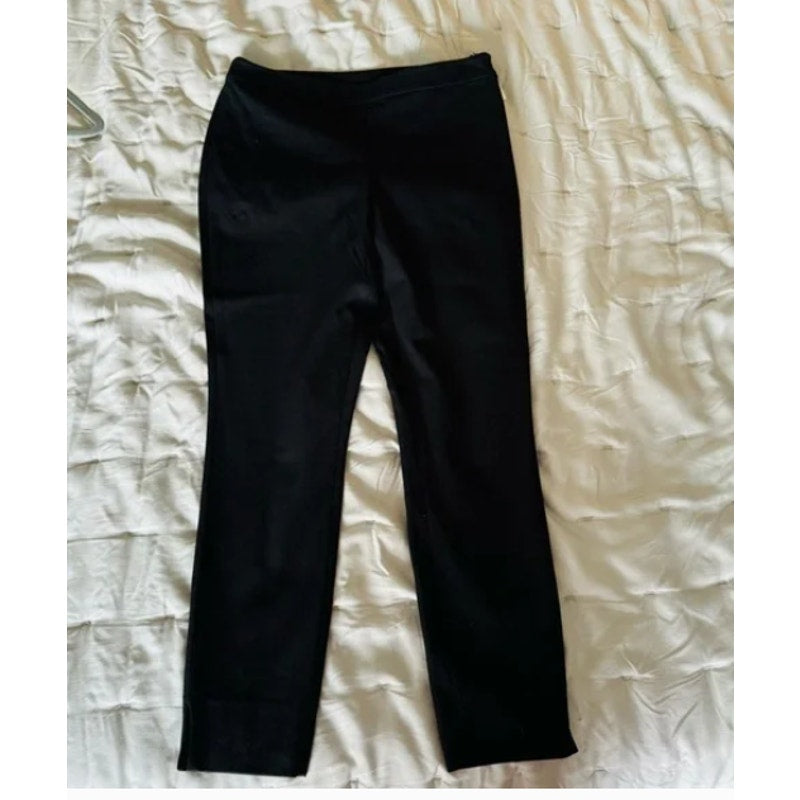 1901 black flat front side zip dress pants ankle slit Size 4 Career NEW stretch