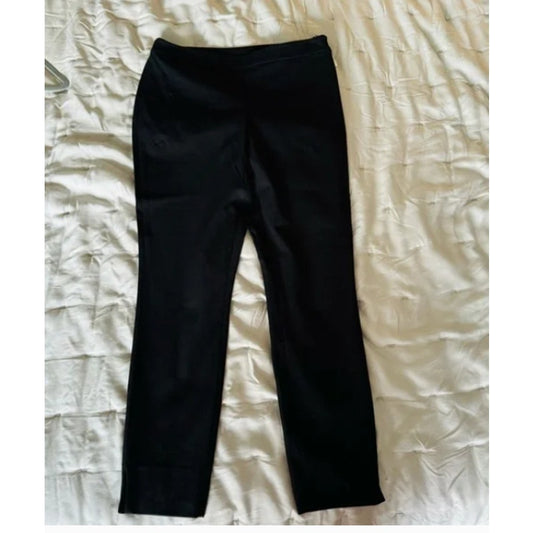 1901 black flat front side zip dress pants ankle slit Size 4 Career NEW stretch