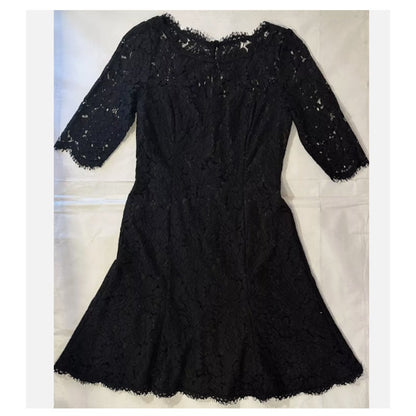 Eliza J Cocktail Dress 3/4 Sleeve Black lace overlay Formal Size 4 Fit Flare