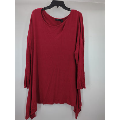 RDI Women's NWT Size 3X Red Hanky Hem Tunic Top Sharkbite Soft Knit