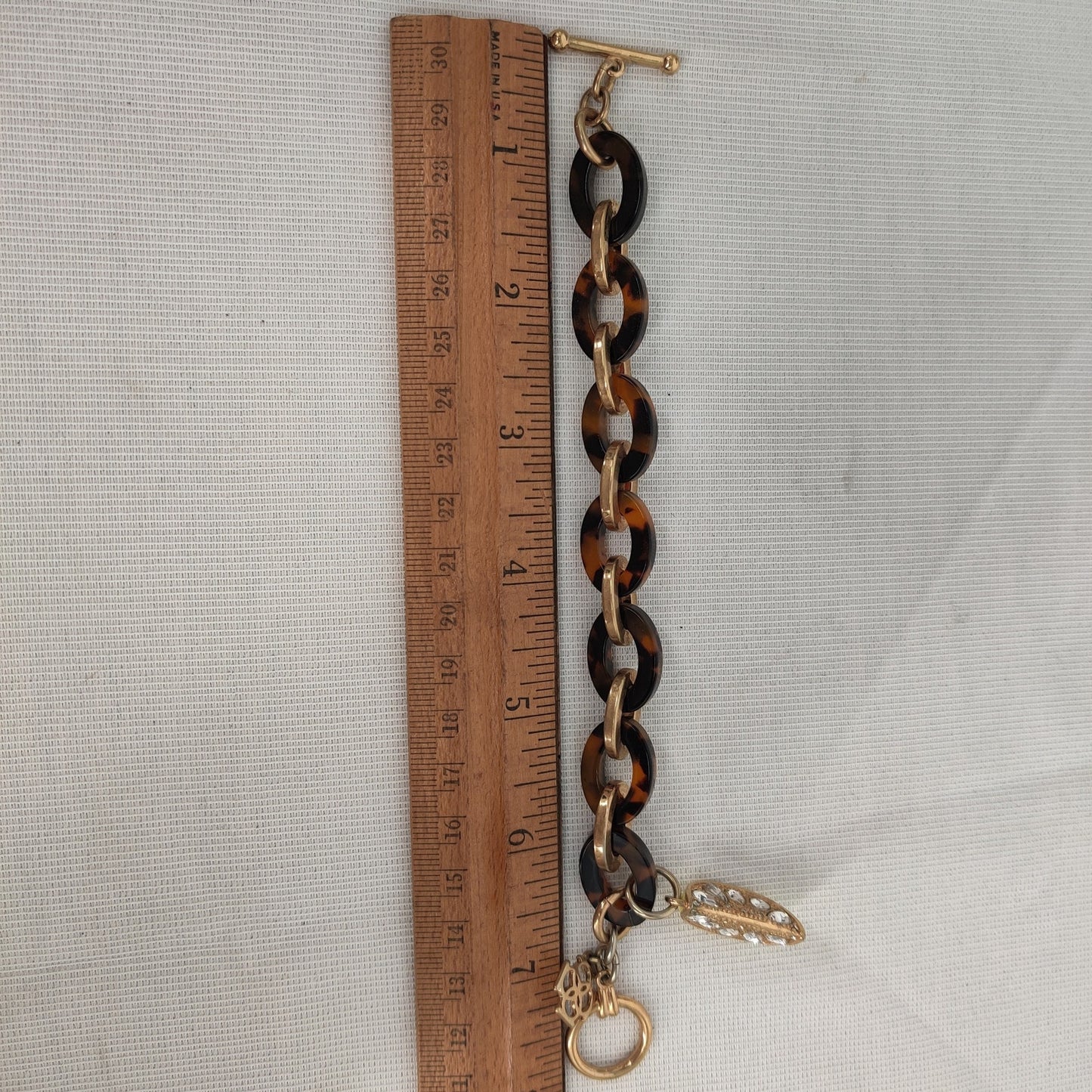 Ann Taylor Gold-Tone & Tortoise Shell Lemon Charm Bracelet Y2K