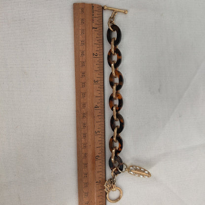 Ann Taylor Gold-Tone & Tortoise Shell Lemon Charm Bracelet Y2K