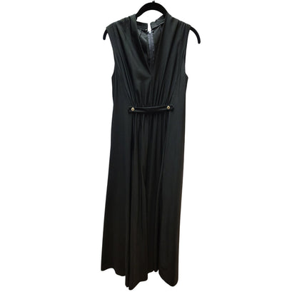 Vintage Black Sleeveless Maxi Dress Gold Button Accent Medium/Large Retro Goth