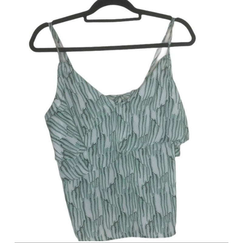 NEW Topshop Blouse green white Idol Ruffle Tank Size 6 Small Sleeveless top