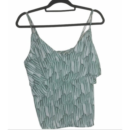 NEW Topshop Blouse green white Idol Ruffle Tank Size 6 Small Sleeveless top
