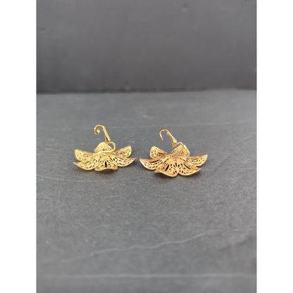Vintage Gold Tone Filigree Floral AB Rhinestone Clip On Earrings Boho