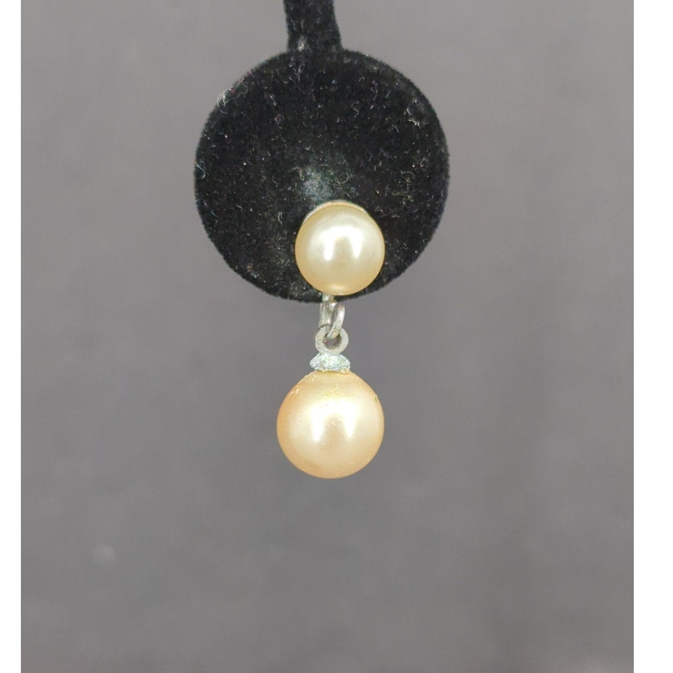 Vintage Gold Tone Faux Pearl Drop Pierced Dangle Earrings Minimalist Wedding