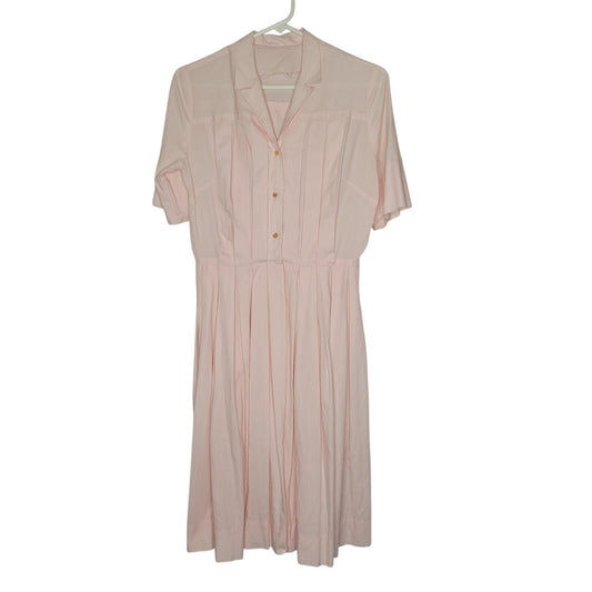 Vintage light Pink Dress Pleated short sleeve Summer 50s fit flare  Small/Medium
