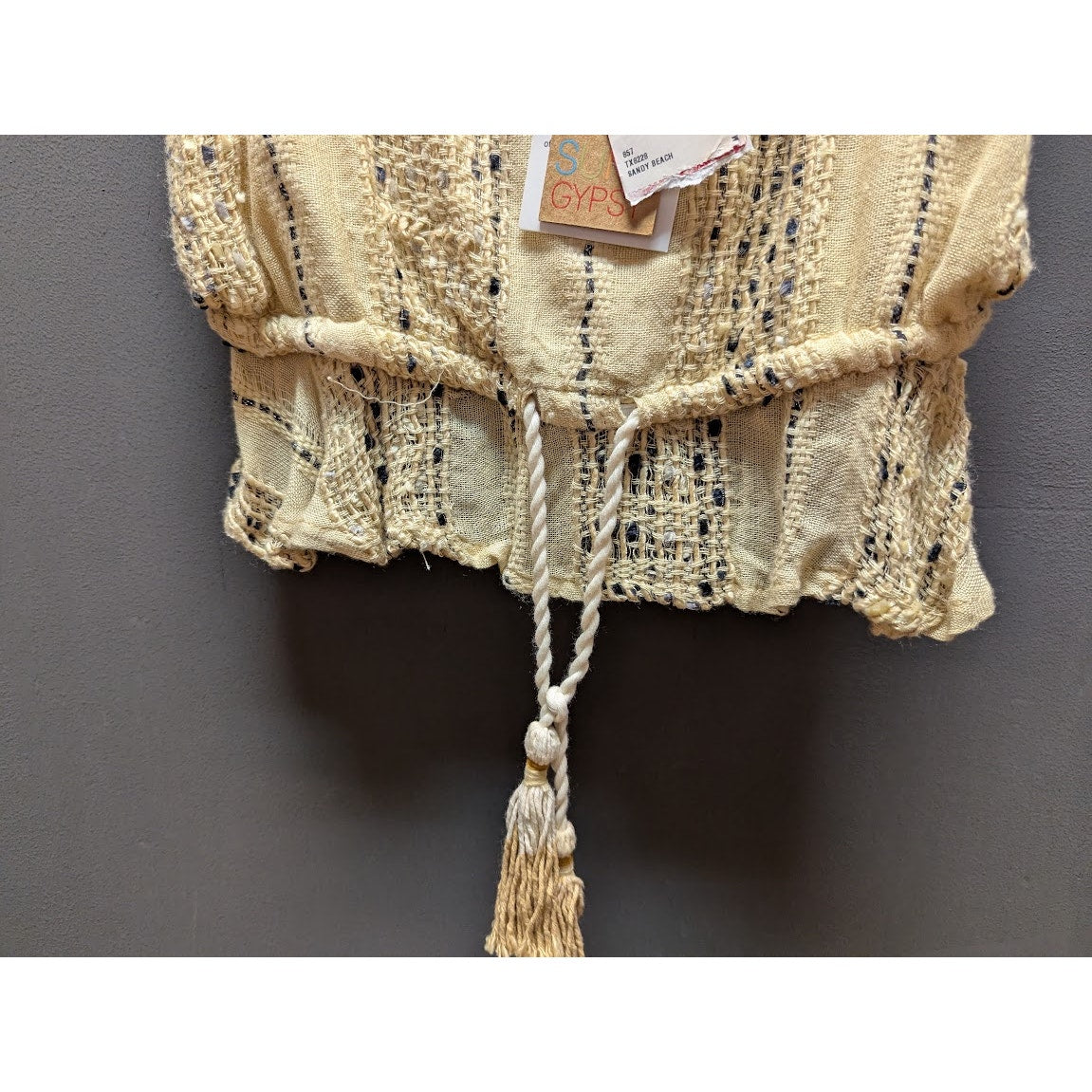 Surf Gypsy Women's Yellow Eyelet Smocked Crop Top NWT Casual Summer Boho festive