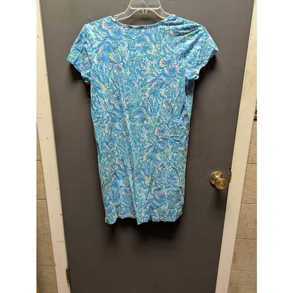 Lilly Pulitzer Etta v-neck dress in the "Surf Blue Coral of the Story medium
