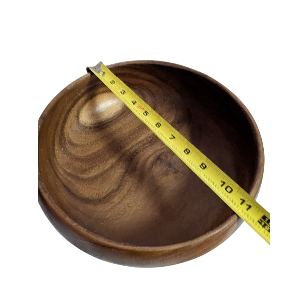 Acacia Large 11" Wood Round Bowl Centerpiece Serving MCM Gorgeous two tone Grain