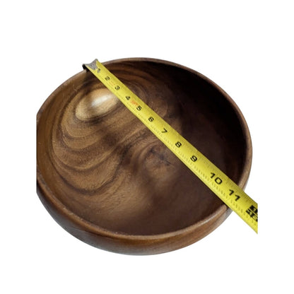 Acacia Large 11" Wood Round Bowl Centerpiece Serving MCM Gorgeous two tone Grain