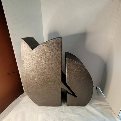 Abstract Modernist MCM sculpture textured 2 pc. Modernist Bronze Color