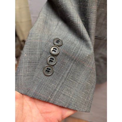 Christian Dior Monsieur Vintage 43R Gray Glen Plaid Check Blazer Sport Coat