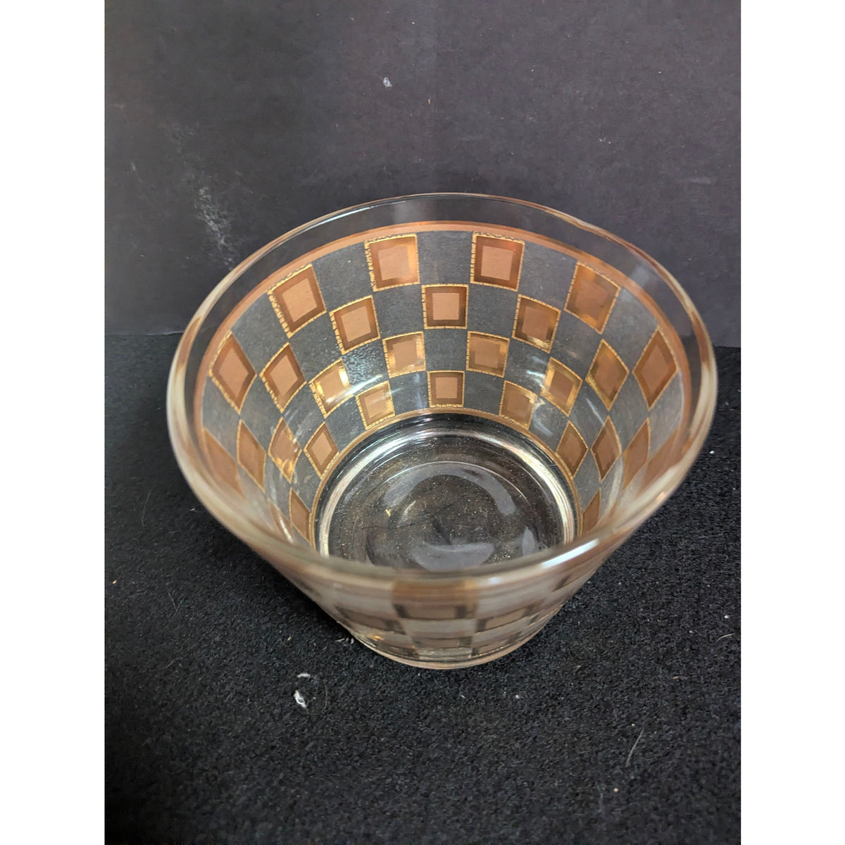 Vintage Culver Ice Bucket Golden Square Checkered 22K Gold MCM Barware MCM
