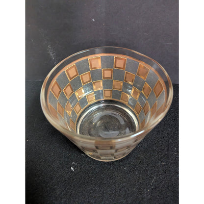 Vintage Culver Ice Bucket Golden Square Checkered 22K Gold MCM Barware MCM