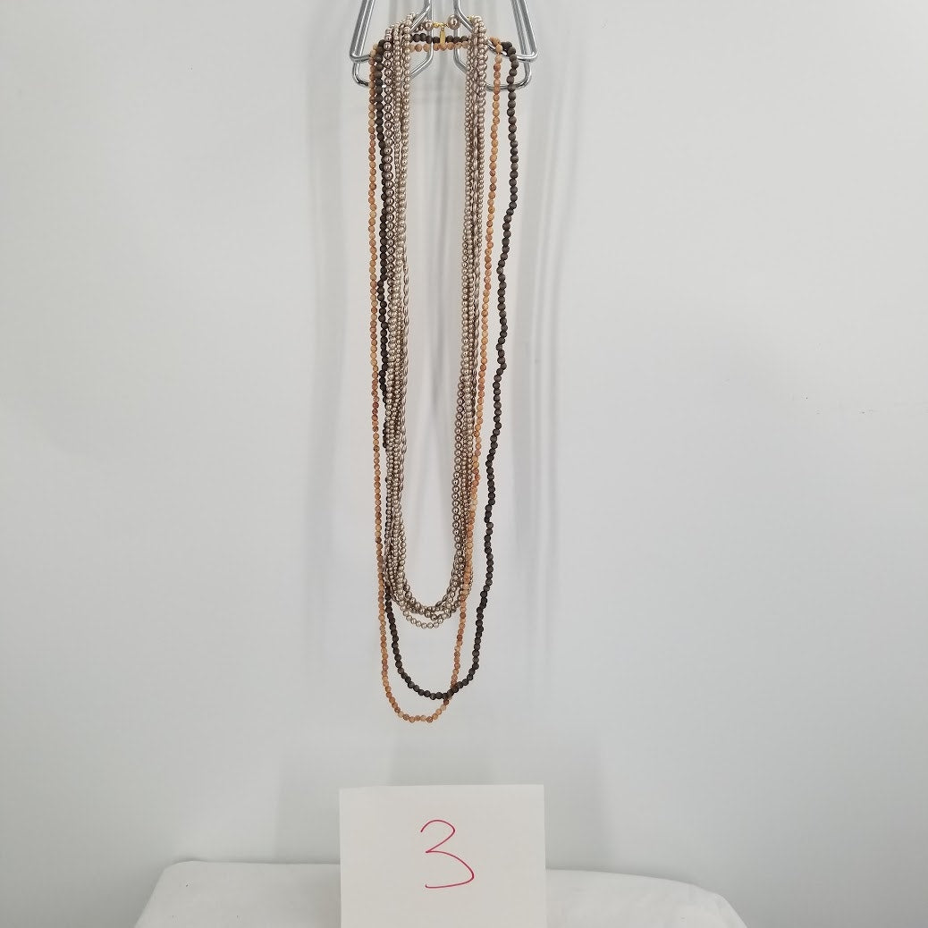 Marvella Multi strand pearl gold necklace and 2 brown stone for stacking