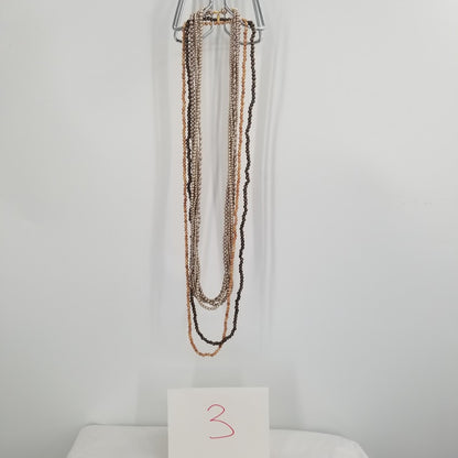 Marvella Multi strand pearl gold necklace and 2 brown stone for stacking