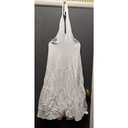 Billy J White Cotton Halter Neck Tiered Midi Dress 8