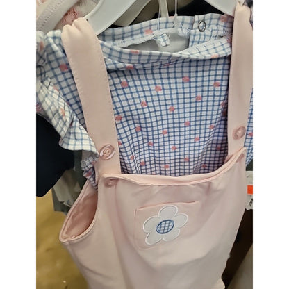Quiltex Toddler Girl Floral ONE PIECE WITH SHIRT Checkered Pink 24 MONTHS 2 PC.