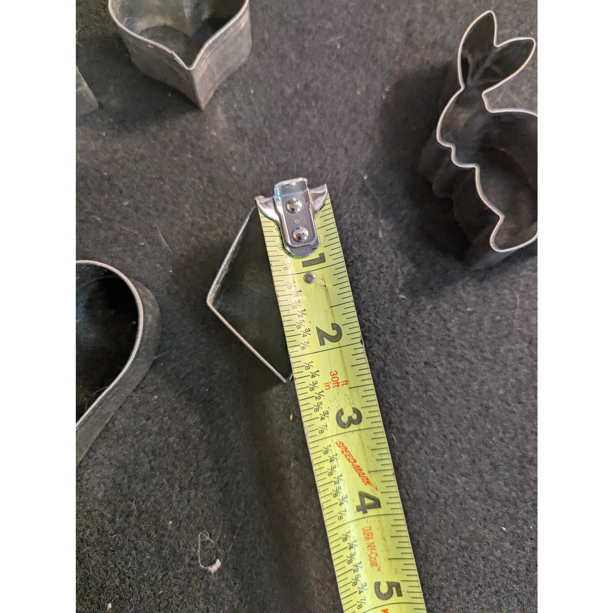 Vintage Metal Mini Cookie Cutters Set of 5 Heart Star Rabbit Diamond Spade Shape