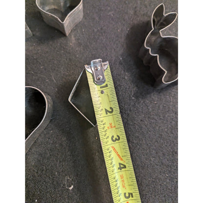 Vintage Metal Mini Cookie Cutters Set of 5 Heart Star Rabbit Diamond Spade Shape