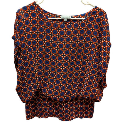 Joseph A Geometric Print Dolman Sleeve Top Womens Medium Blue Orange Blouse