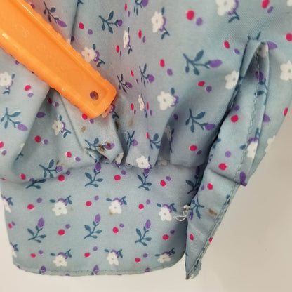 Jones Vintage Blouse Shirt Top Polyester Medium/Large Tie Neck Long Sleeved Blue