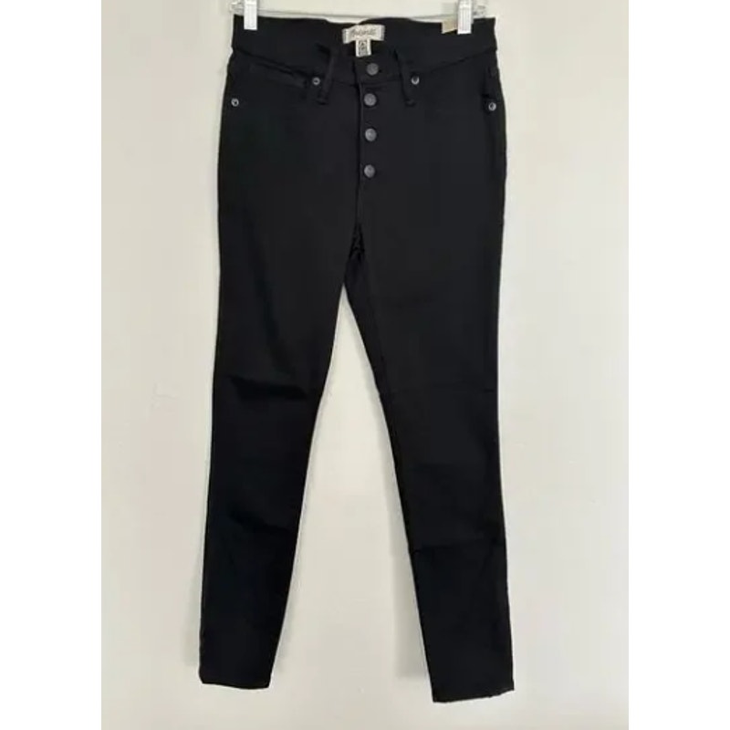 Madewell 9" Mid Rise Skinny Jeans Size 26 Exposed Button Fly Black Frost M4231