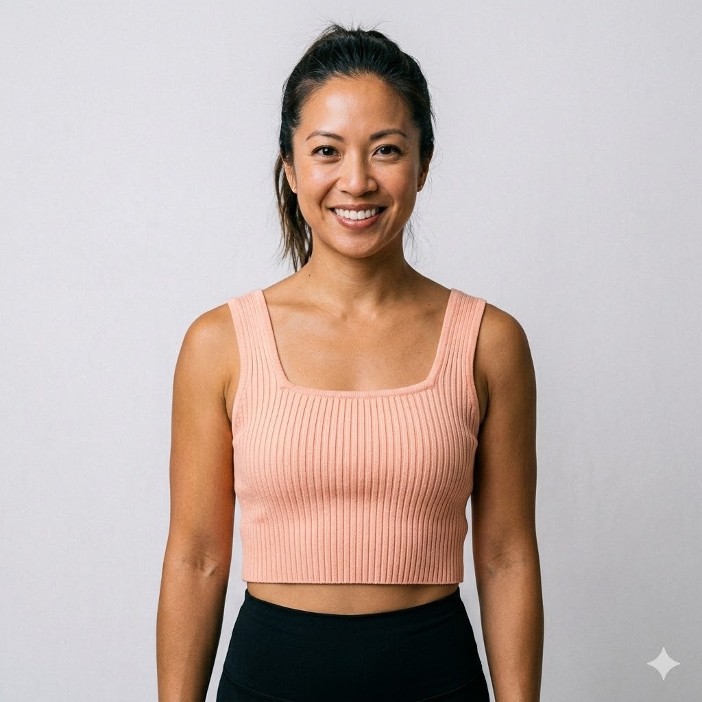 GB Gianni Bini Peach Pink Ribbed Square Neck Sleeveless Knit Cami Crop Top XL