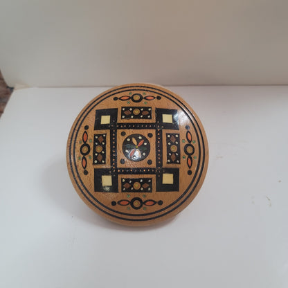 Handcrafted Wooden Jewelry Box w/ lid Handmade Mosaic Box round wooden jewelry