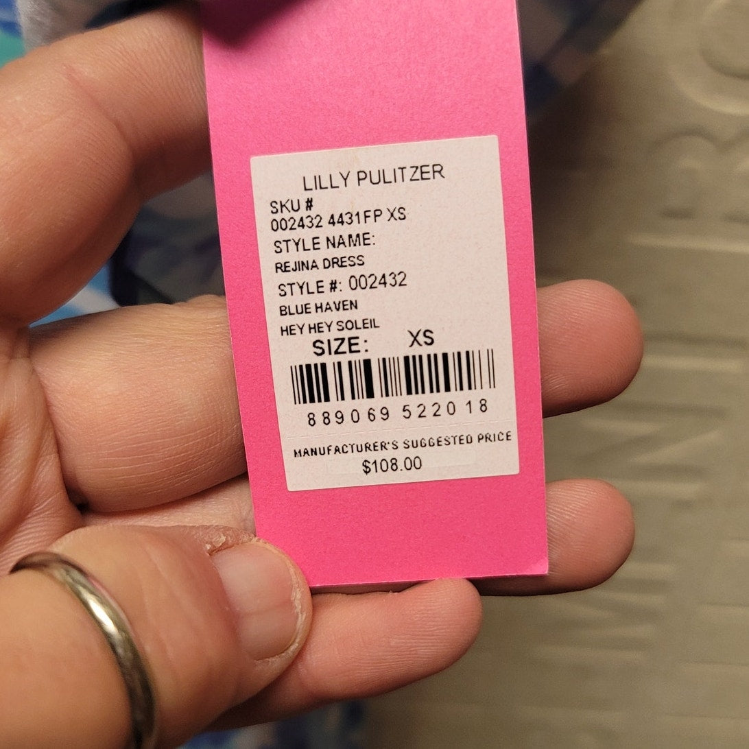 Lilly Pulitzer Size XS NEW rejina dress Hey Hey Soleil Blue Haven casual summer