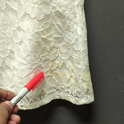 Vintage Laundry by Shelli Segal White Lace Blouse Sheer Collar Top Flawed Small